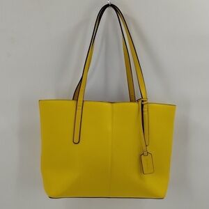 Bostonten shoulder bag yellow double straps zip top large vegan leather